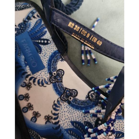 Farm Rio Size 9 Beaded Blue Sandals - Picture 4 of 4